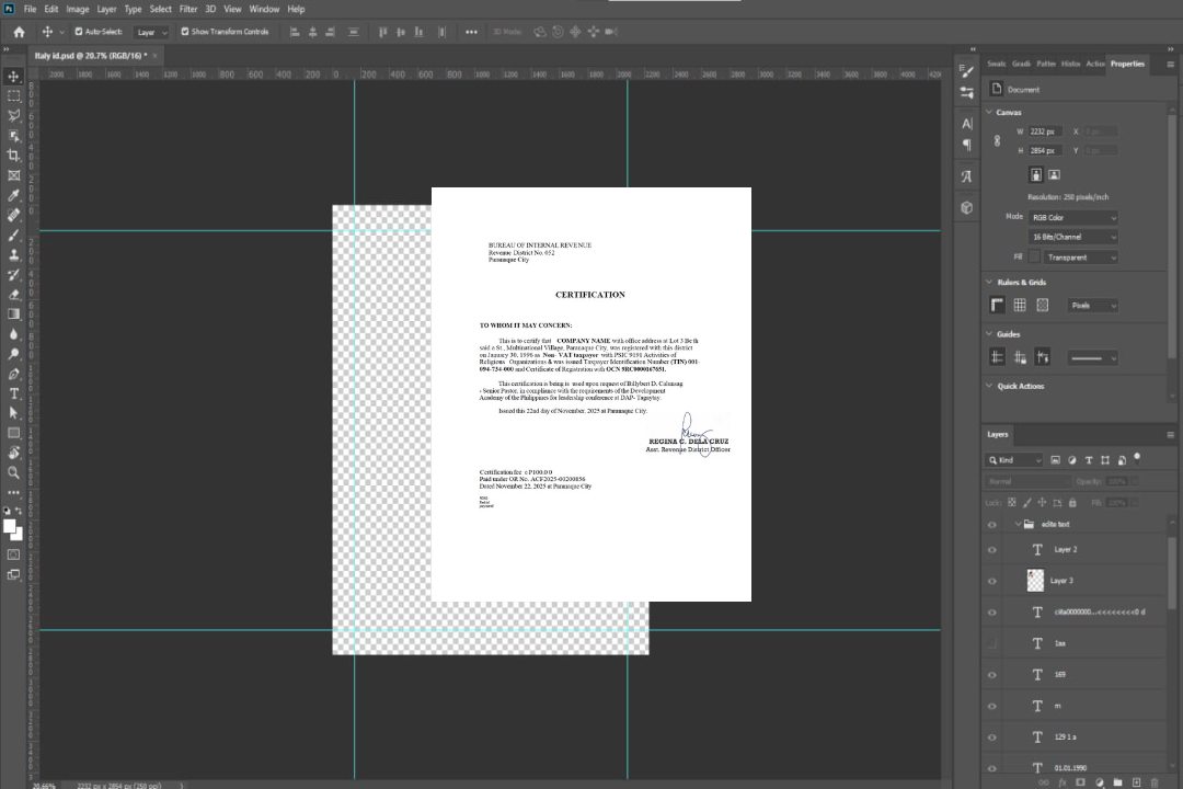 Modèle Word et PDF de certification fiscale des Philippines template Modèle Word et PDF de certification fiscale des Philippines template